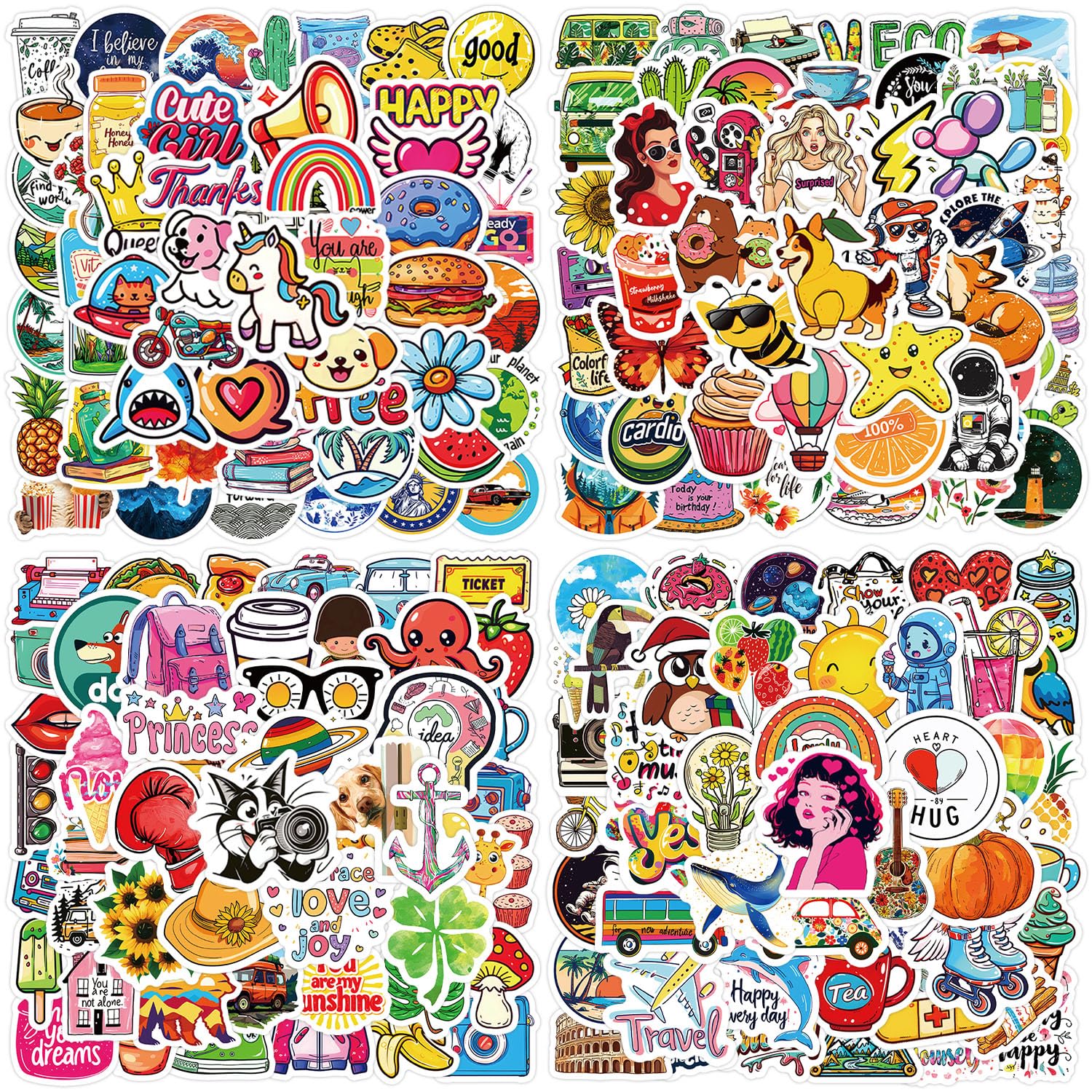 200 Pcs Cute Waterproof Vinyl Stickers for Adults, Teens & Kids - Decorate Water Bottles, Laptops, Journals, Phones, Skateboards & More - Perfect for DIY Crafts, Scrapbooking & Personalizing Belongings