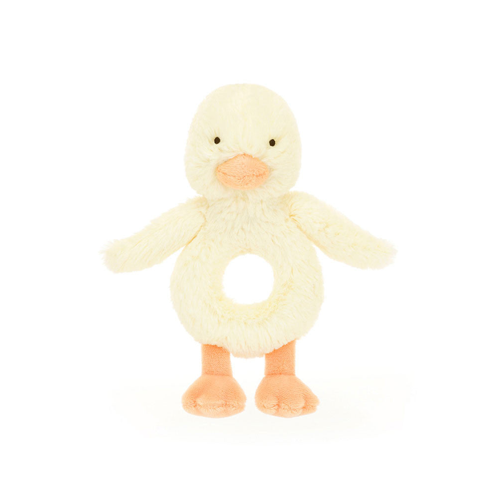 Bashful Duckling Baby Ring Rattle - Soft & Safe Teething Toy for Infants & Toddlers - Perfect for Soothing Sore Gums & Sensory Play