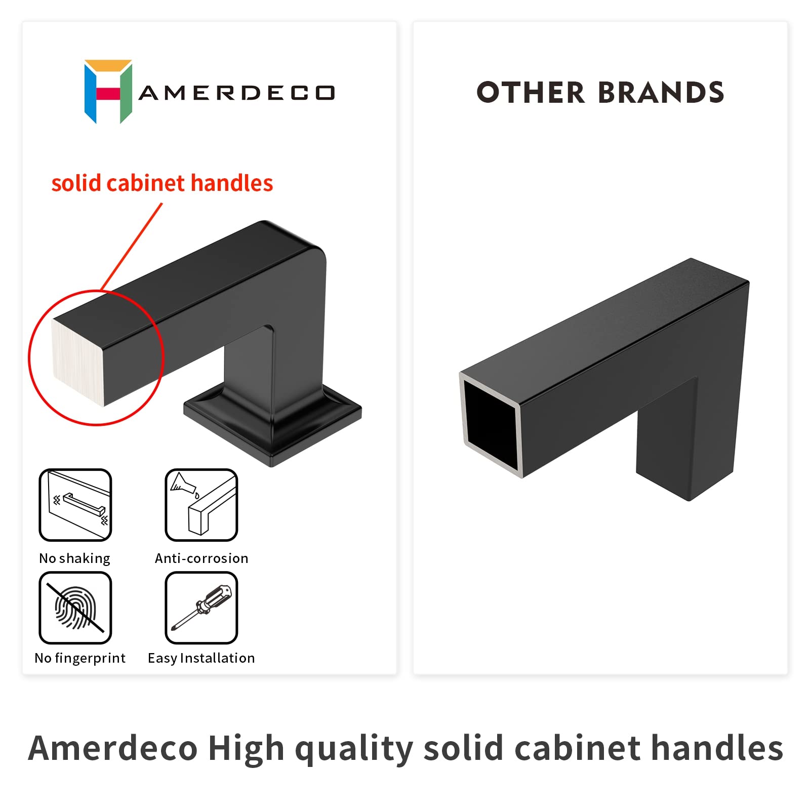 Amerdeco 6 Pack Brushed Brass Cabinet Pulls - 5 Inch (128mm) Hole Centers - Modern Kitchen Cabinet Handles & Drawer Pulls - Durable Cabinet Hardware for Home, Office & RV Cabinets - Easy Installation for Cupboards, Dressers & Furniture
