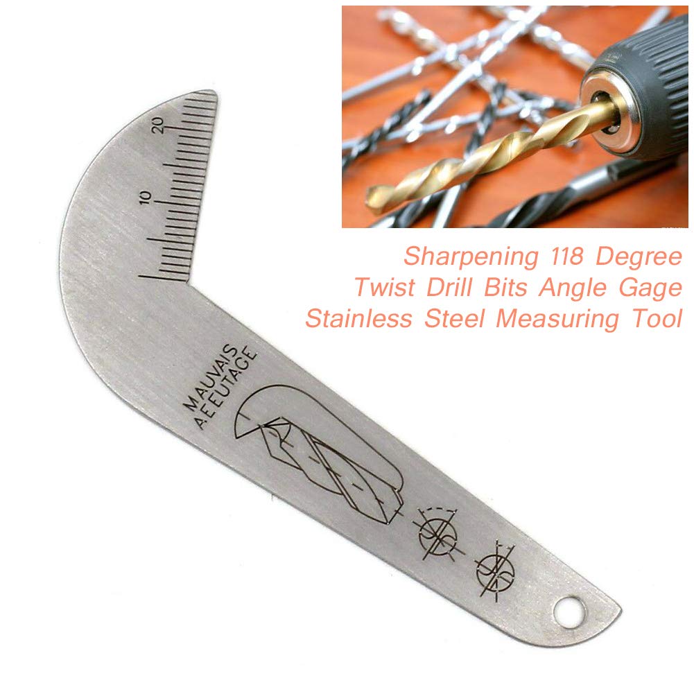 118 Degree Drill Bit Angle Gauge - Precision Stainless Steel Drill Bit Sharpening Tool & Grinding Protractor for Woodworking, Metalworking & DIY Projects