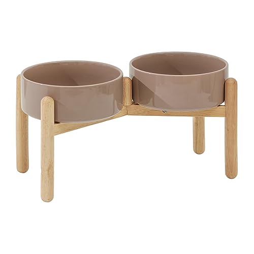 Double Bowl with Stand - Brown Coffee