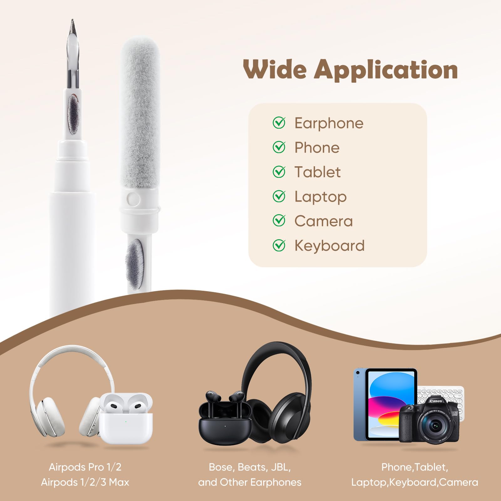 AirPods Cleaning Kit for Pro 1/2/3 - Wireless Earbud Cleaner with Brush for iPhone & Laptop Care