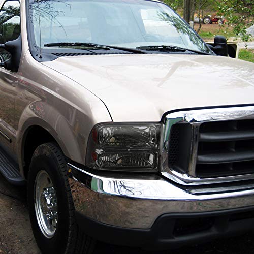 1999-2004 Ford Super Duty & 2000-2004 Excursion Smoked Headlights - 1PC Replacement Headlamps for Improved Night Visibility | Perfect for Off-Roading, Truck Upgrades & Night Driving