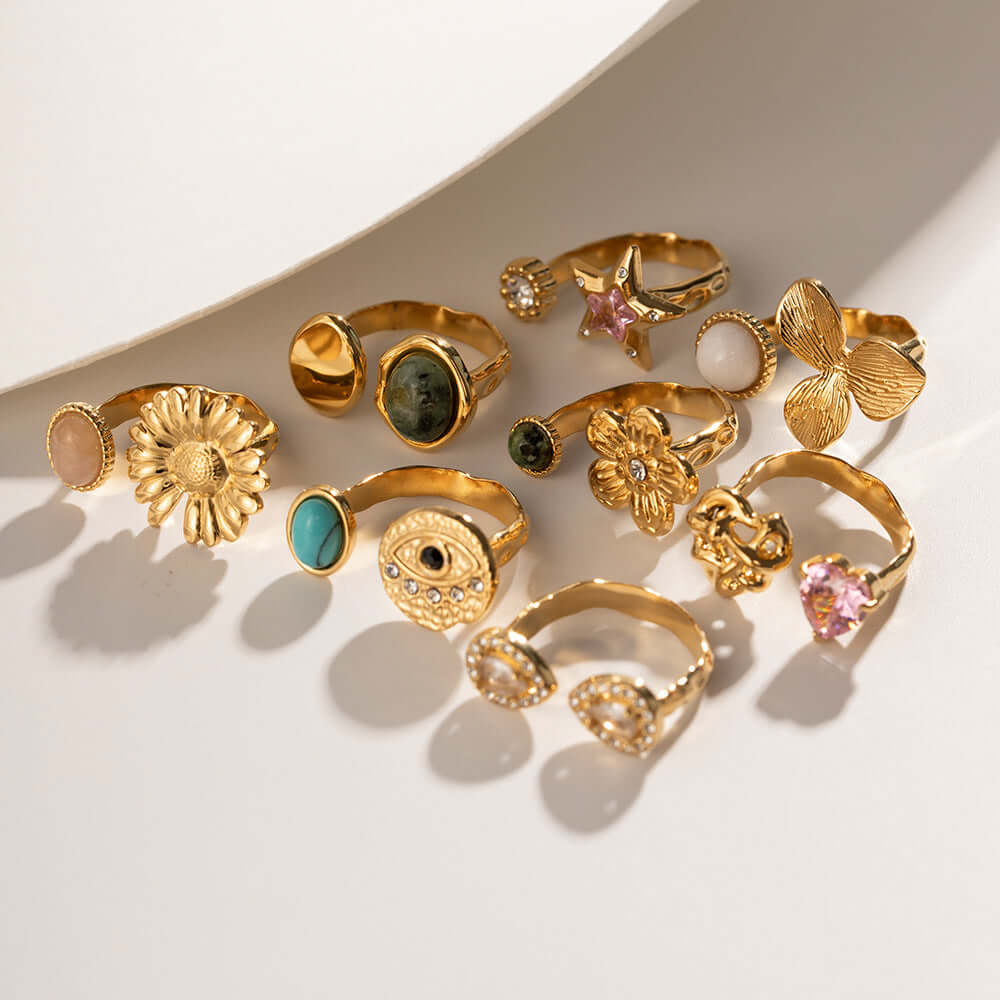 Chunky French Gold Open Cuff Waterproof Split Ring Bracelet | JDR021 | Elegant Jewelry for Women, Perfect for Parties, Weddings & Daily Wear