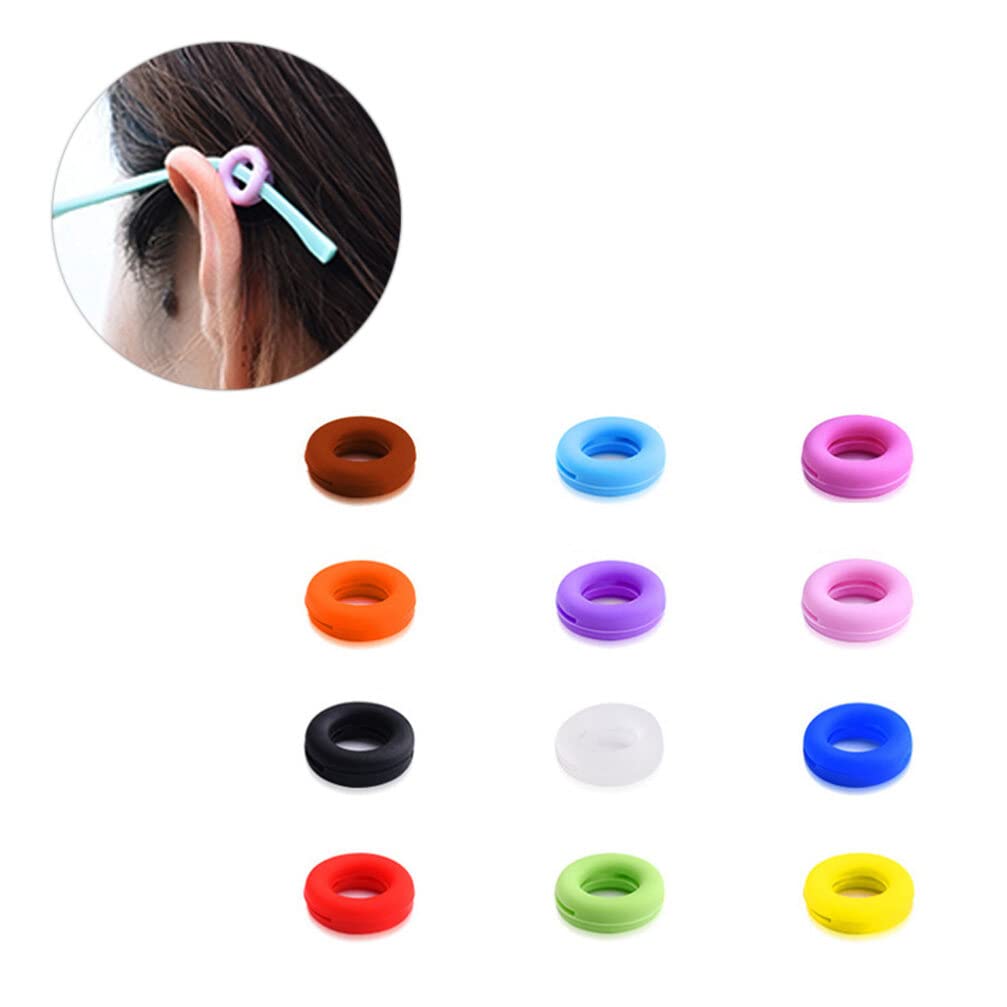 EXCEART 24-Pair Silicone Eyeglass Temple Tips - Anti-Slip Glasses Retainers for Spectacles & Sunglasses | Eyewear Accessories for Sports, Reading & Outdoor Activities