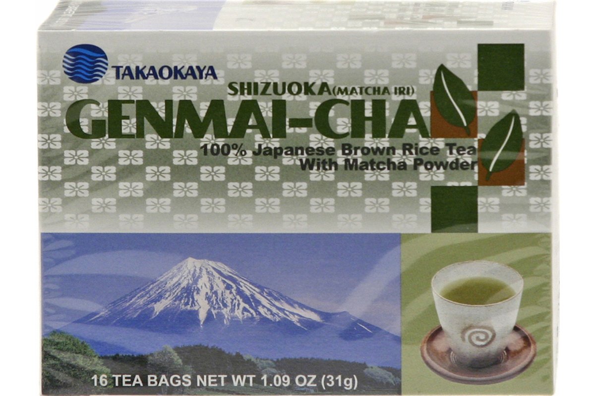 Organic Shizuoka Genmai Brown Rice Green Tea with Matcha Powder - 16 Tea Bags (1.09 oz) - Japanese Roasted Rice Tea for Relaxation & Focus - Perfect for Morning Energy or Afternoon Break