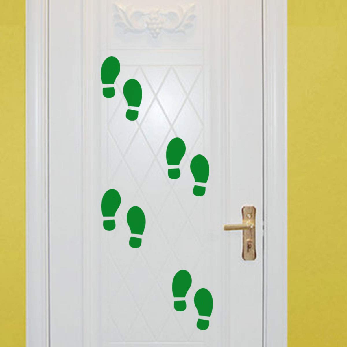40-Piece Green Kids Footprint Stickers - Non-Slip Floor & Wall Decals for Stairs, Direction Guides - Perfect for St. Patrick's Day Decor & Child Safety (20 Pairs)
