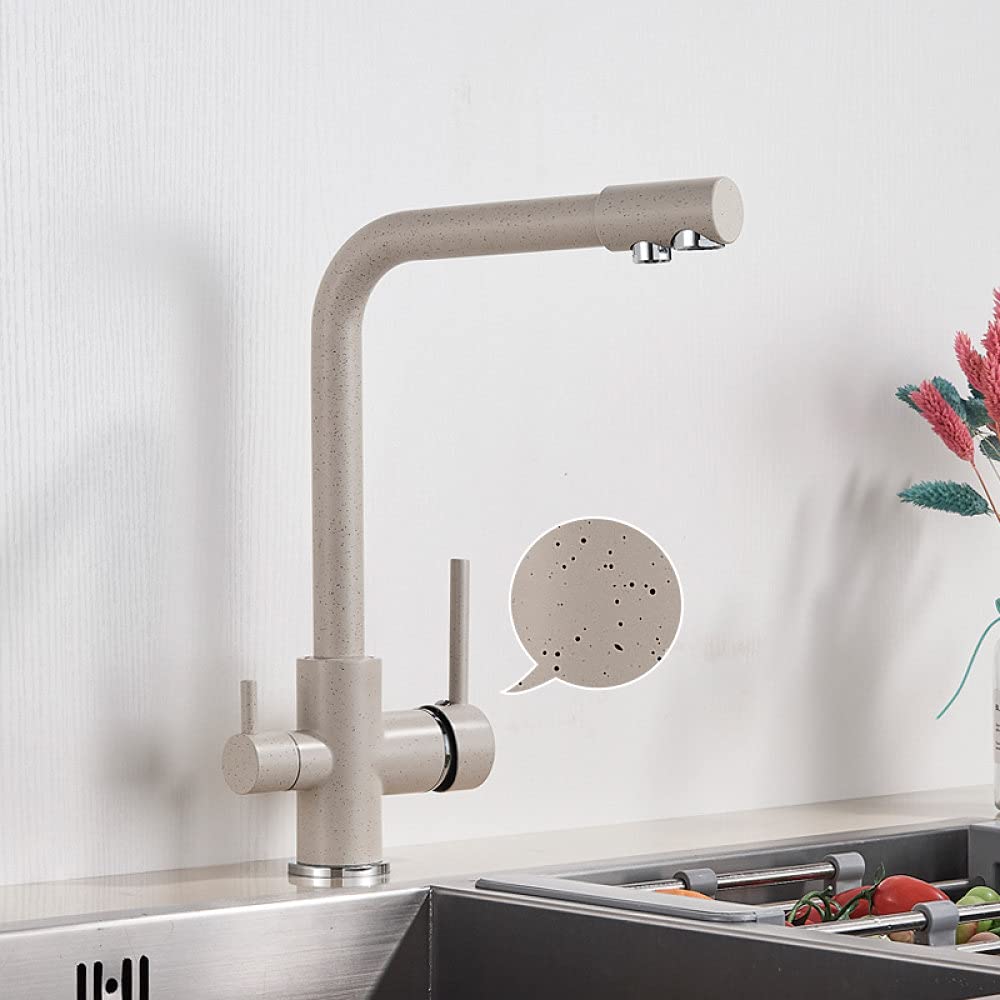High-Quality Rotatable Water Filter Faucet for Kitchen Sink - Beige with Dots - Drinking Water Purification Tap with Mixer Function | Perfect for Home, Office, and RV Use