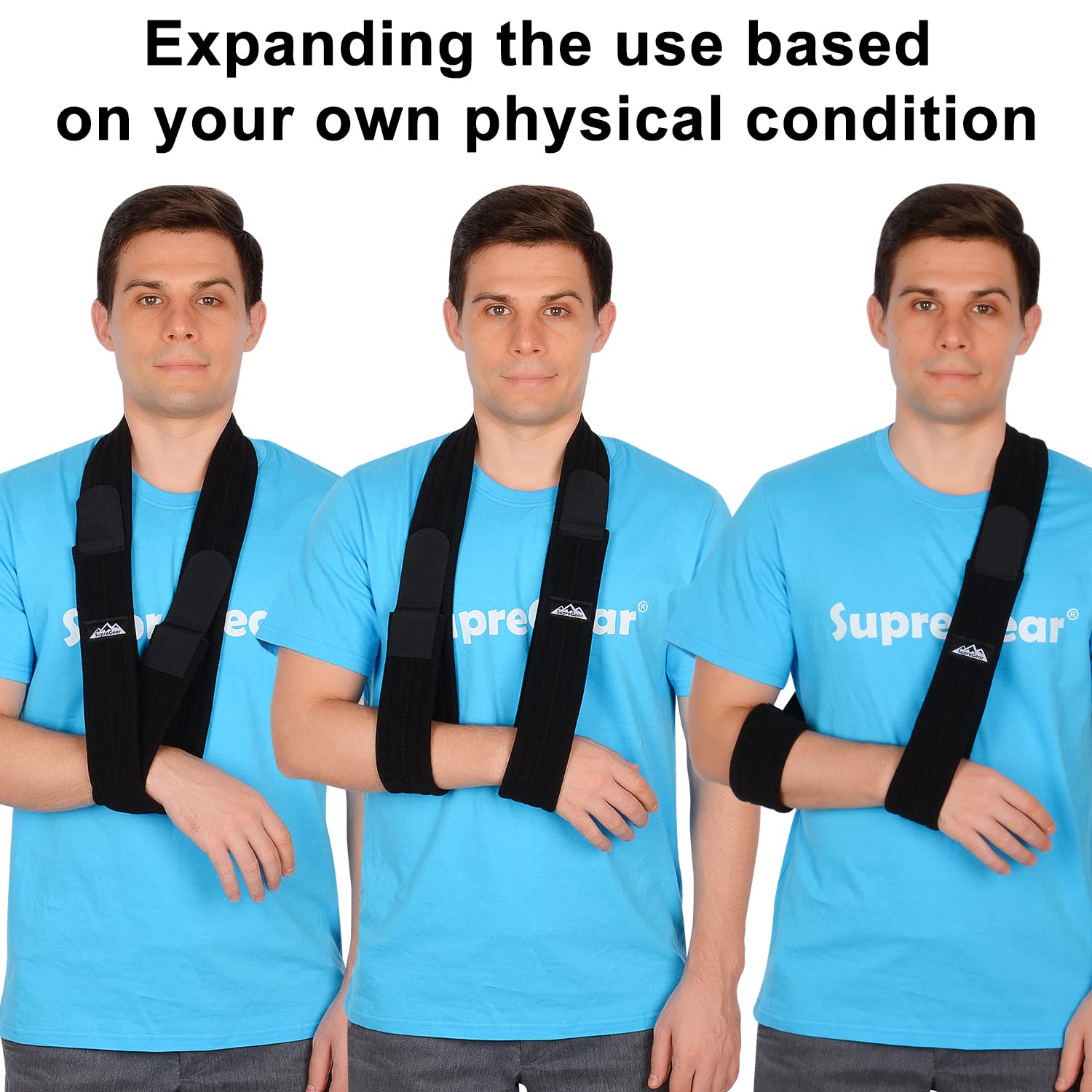 Supregear Adjustable Arm Sling - Lightweight Shoulder Support for Injured Arm, Elbow, Broken Collarbone & Rotator Cuff - Left/Right Arm Immobilizer for Men & Women - Ideal for Post-Surgery, Sports Injuries & Daily Recovery
