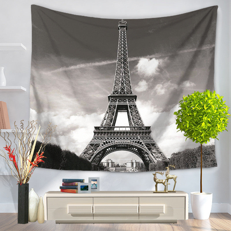 Egyptian Iron Tower Tapestry Wall Hanging - Sandy Beach Design Decorative Fabric for Living Room, Bedroom Decor - Perfect for Boho Home Decor, Dorm Room & Meditation Space