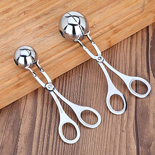 Premium Stainless Steel Meatball Maker Set - Non-Stick Ice Cream & Cookie Dough Scoop with Tongs (1.38