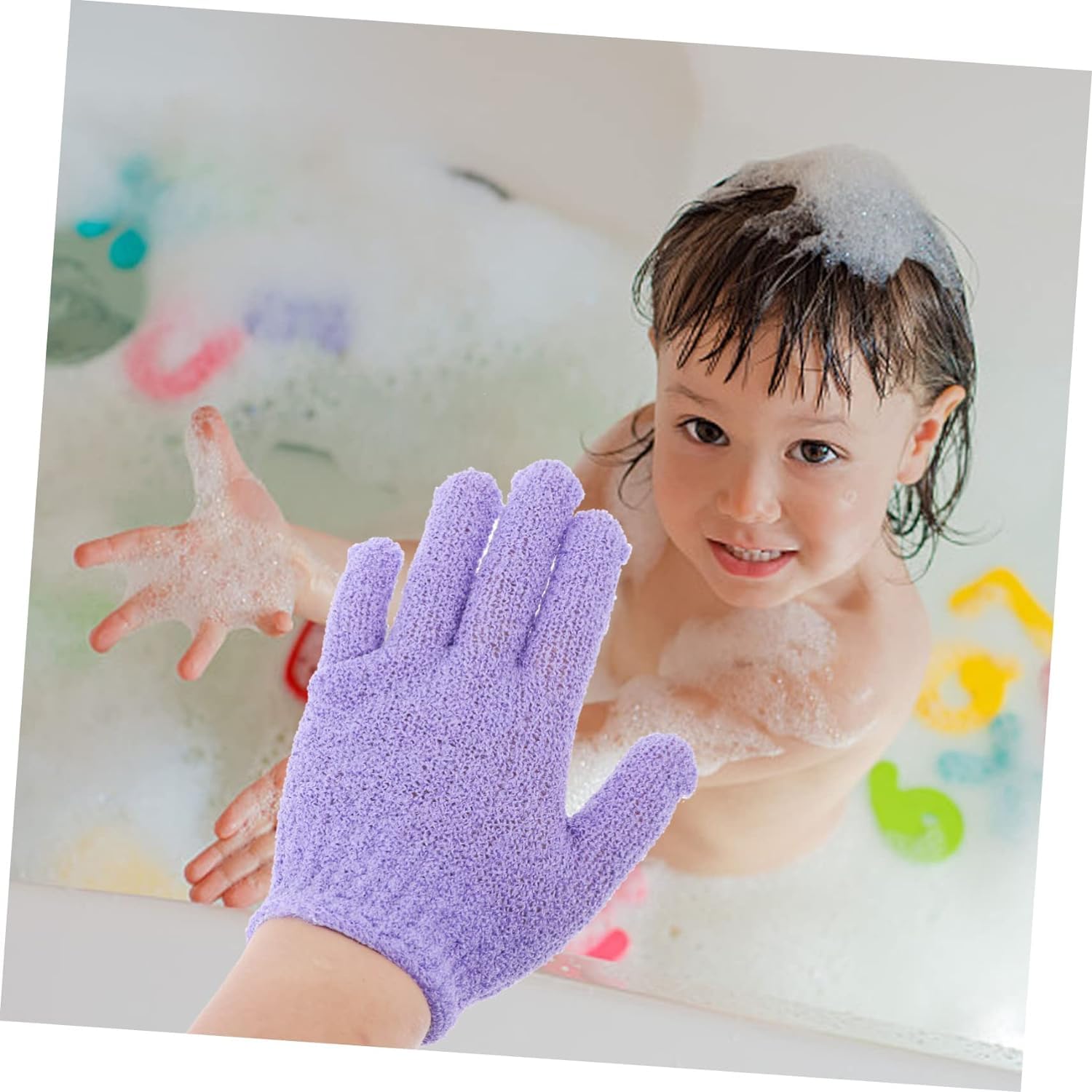 Exfoliating Bath Mitt Gloves - 2 Pairs Pink, Dead Skin Cell Remover & Body Whitening Scrubber for Shower & Spa | Perfect for Sensitive Skin & Dry Brushing Routine