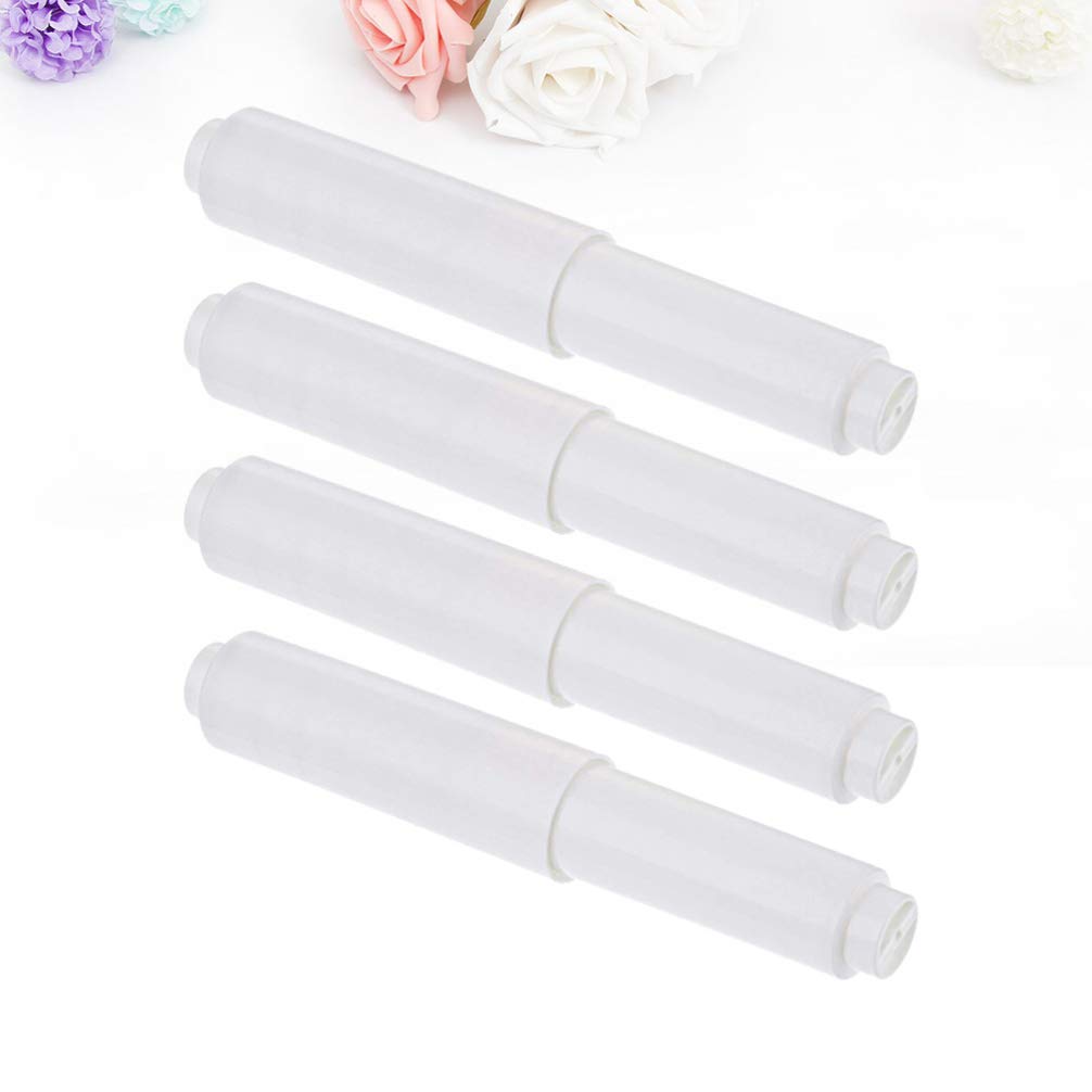 Alipis 6-Pack White Telescopic Toilet Paper Holder Spring Rod - Adjustable Bathroom Tissue Roll Stand for Easy Paper Roll Insert | Perfect for Home, Office, and RV Use