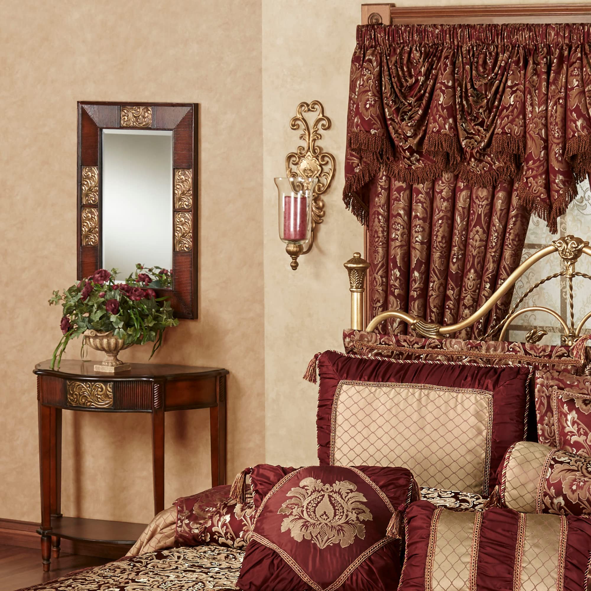 Touch of Class Sarantino 35x24 Inch Rectangular Beveled Wall Mirror - Natural Cherry Finish - Traditional Elegant Decorative Mirror for Bedroom, Hallway & Entryway - Perfect for Home Decor, Vanity Dressing & Space Enhancement
