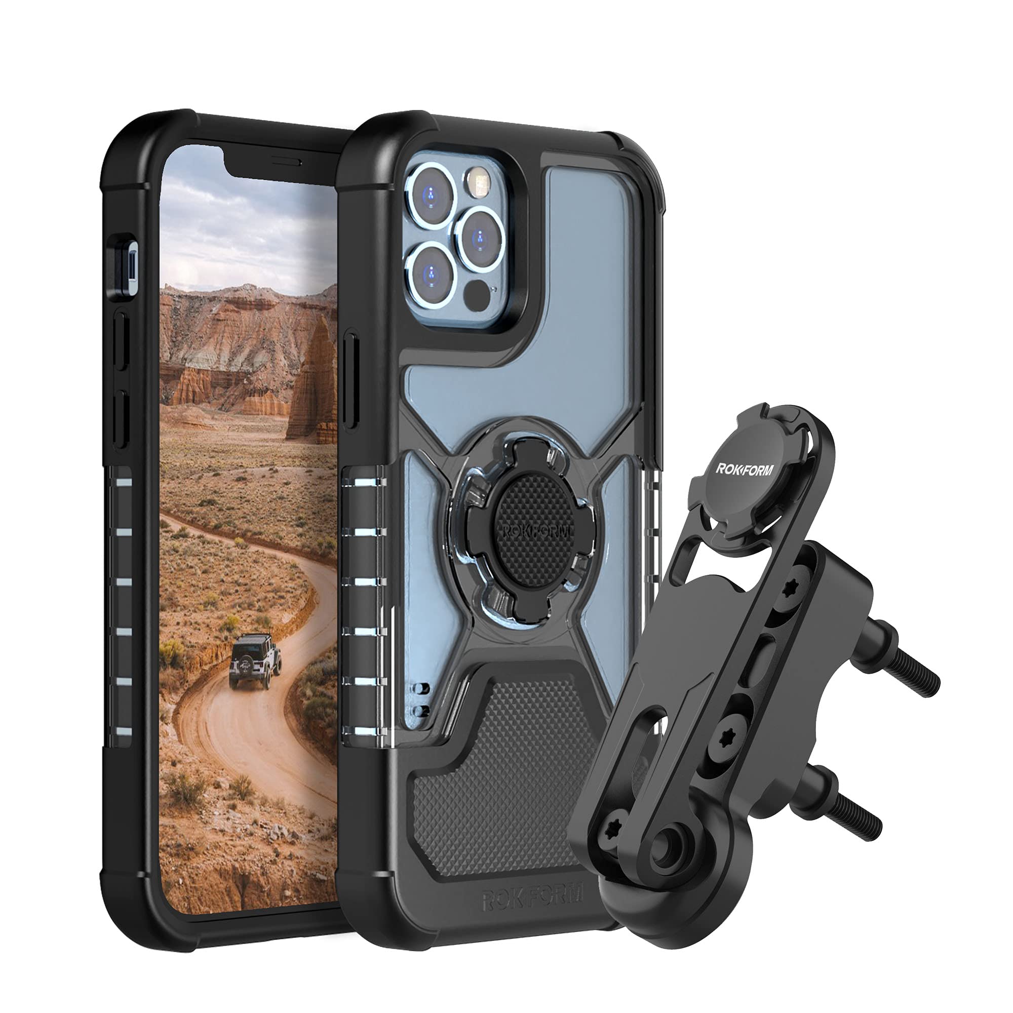 Rokform Crystal Case for iPhone 12 & iPhone 12 Pro with Motorcycle Phone Mount - Secure & Durable Protection for Riding, Commuting & Outdoor Adventures