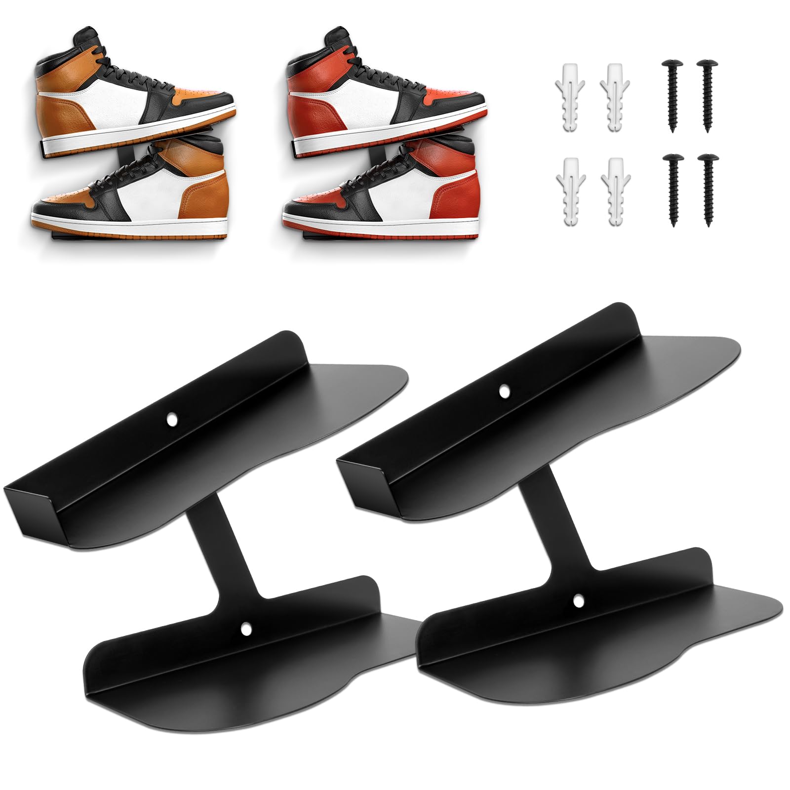 2 Pcs Floating Shoe Display Shelves - H-Type Sturdy Levitating Wall Mounted Sneaker Rack for Shoe Collectors & Store Advertising | Perfect for Sneakerhead Collections, Retail Displays & Home Decor Organization