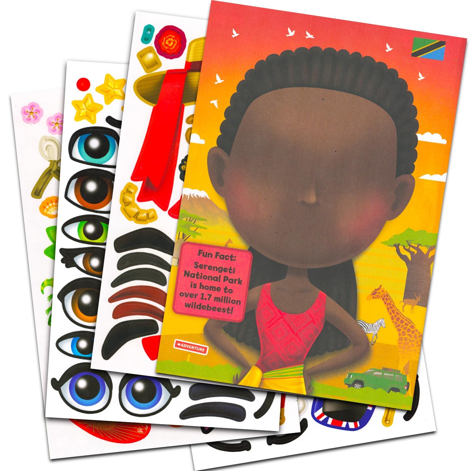 Kids Sticker Books Set - 3 Jumbo Activity Books with 90 Faces & 750 Stickers for Boys & Toddlers - Creative Play & Travel Fun