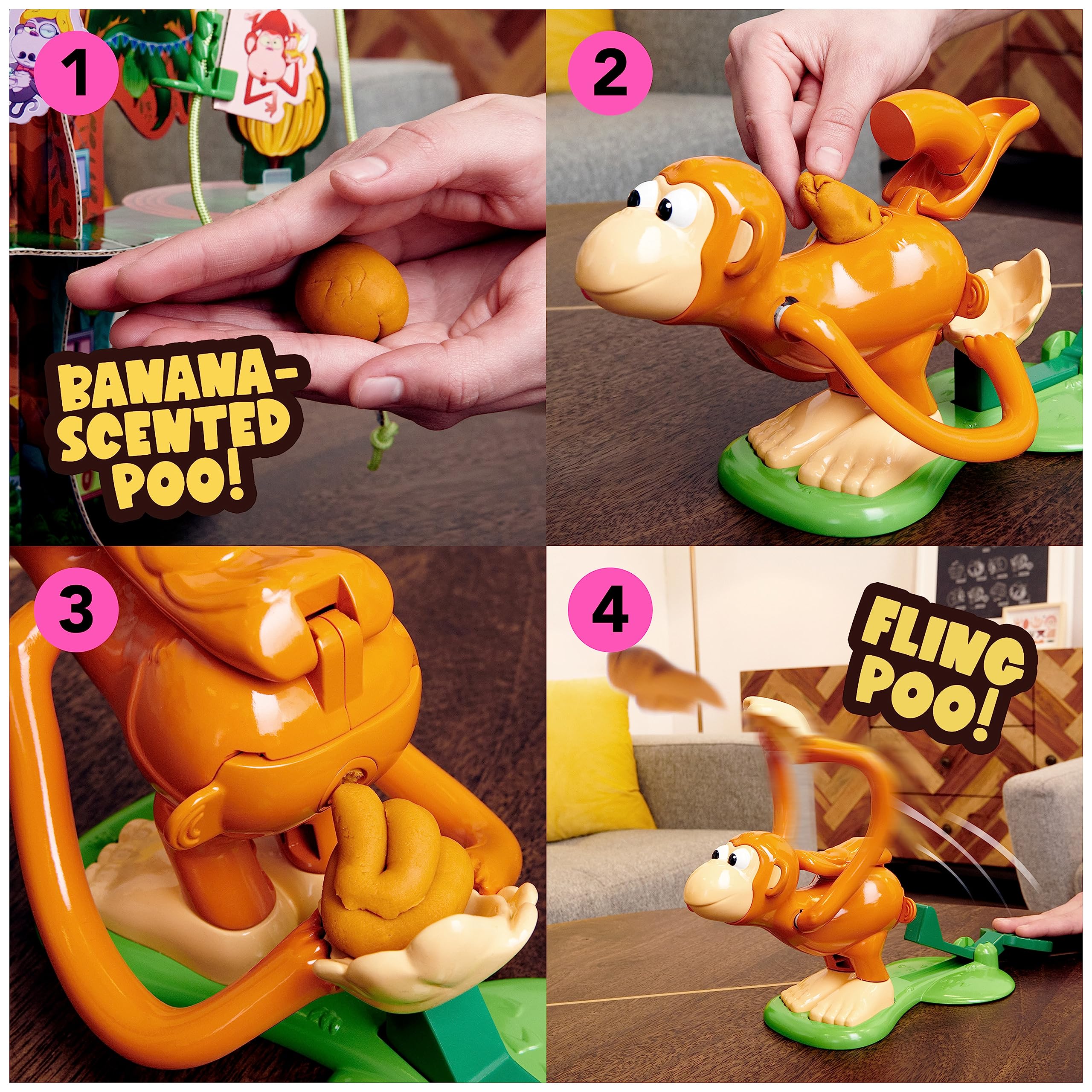 Spin Master Monkey See Monkey Poo Kids Board Game - Interactive Family Game with Banana-Scented Squishy Dough, Fun Sensory Toy for 2-4 Players Ages 4+ - Perfect for Birthday Parties & Family Game Nights