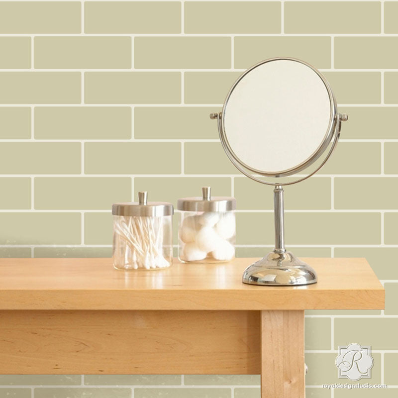 Premium Subway Tile Wall Stencil Kit - DIY Peel and Stick Backsplash Template for Kitchen, Bathroom & Home Decor | Easy to Use for Tiling Projects
