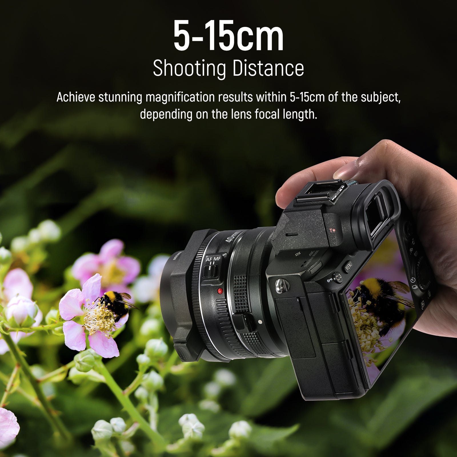 NEEWER LS 40 43mm HD Macro Lens for DSLR Cameras - High Definition Close-Up Photography for Jewelry, Flowers & Small Objects