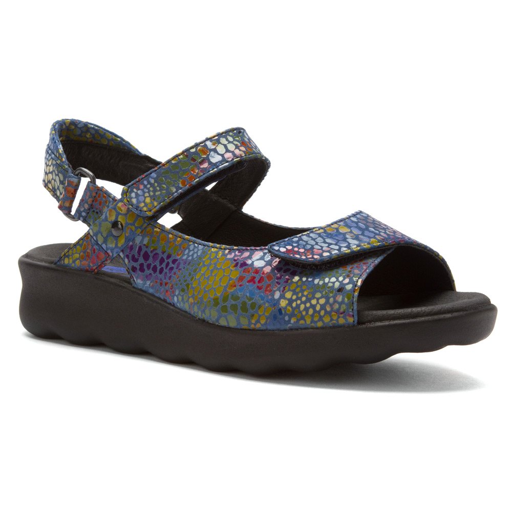Wolky Women's Pichu Sandal Jeans Blue Multi Color - Comfortable Casual Walking Shoes for Summer, Size 38 | Perfect for Beach, Vacation, and Everyday Wear
