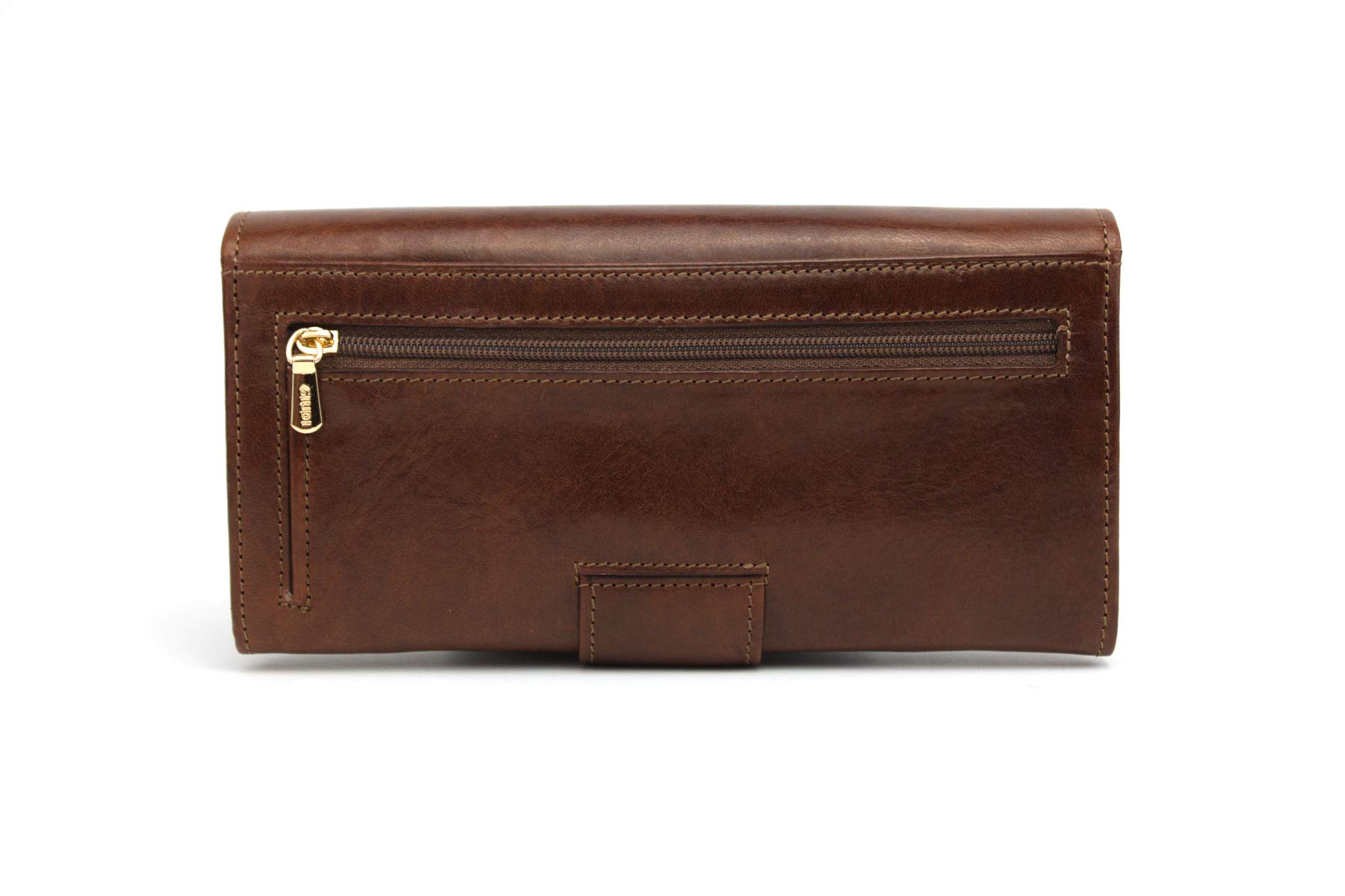 GIUDI Women's Leather Wallet - Genuine Cowhide Coin Purse & Card Holder - Made in Italy - Brown (9.6x18.6x3 cm) - Stylish Gift for Her - Perfect for Everyday Use & Travel