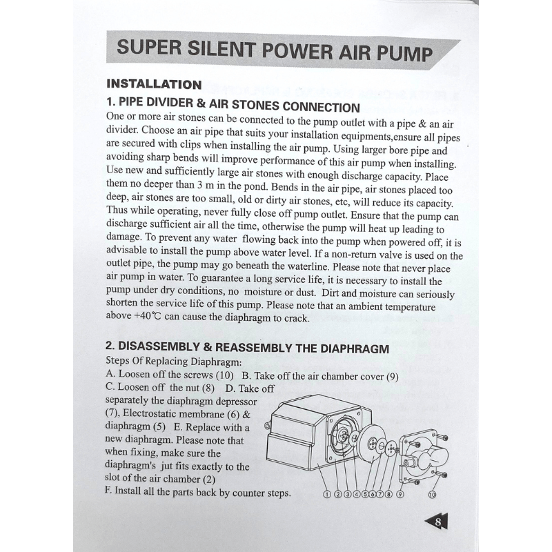HAILEA VP Series Air Pump 10-30L/min - High Performance Aquarium Air Pump for Fish Tanks, Hydroponics & Pond Aeration