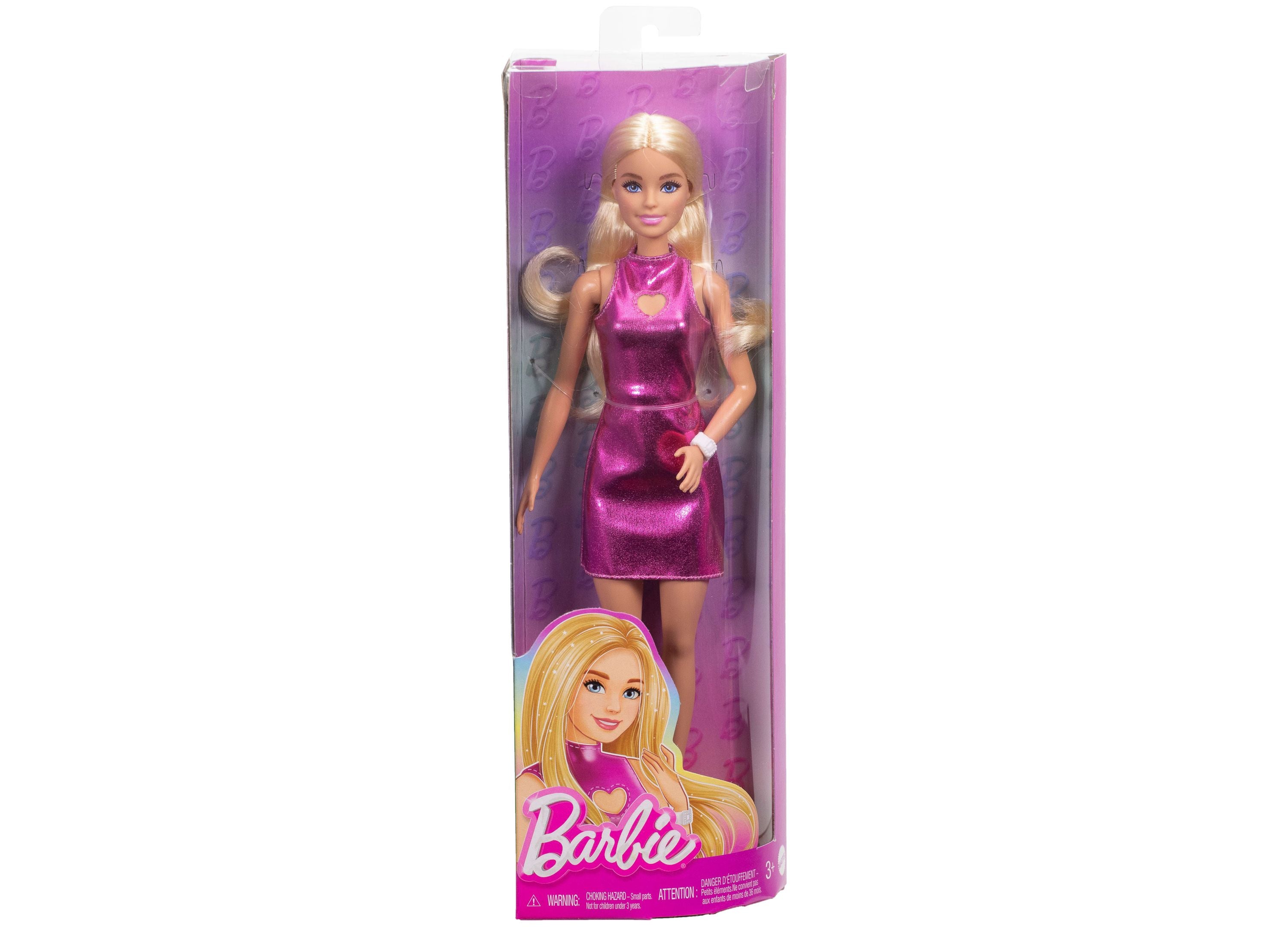 Barbie Fashionistas Doll 230 - Blonde Hair in Metallic Pink Mini Dress | Collectible Doll for Girls & Kids | Perfect for Birthday Gifts, Playtime & Display