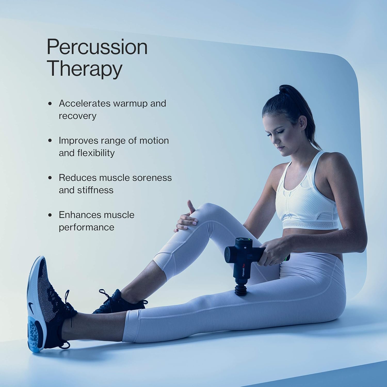 Hypervolt Plus Percussion Massage Gun with Quiet Glide Technology - 3 Speed Levels & 5 Interchangeable Heads for Muscle Recovery - Bluetooth Enabled Deep Tissue Massager for Athletes, Gym Workouts & Post-Exercise Pain Relief