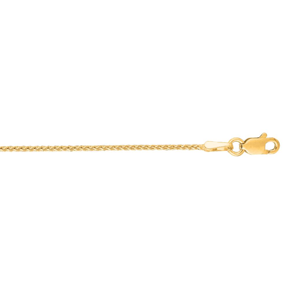 14K Gold 1.1mm Diamond Cut Round Wheat Chain Necklace for Women - Elegant Layering Jewelry for Everyday Wear & Special Occasions
