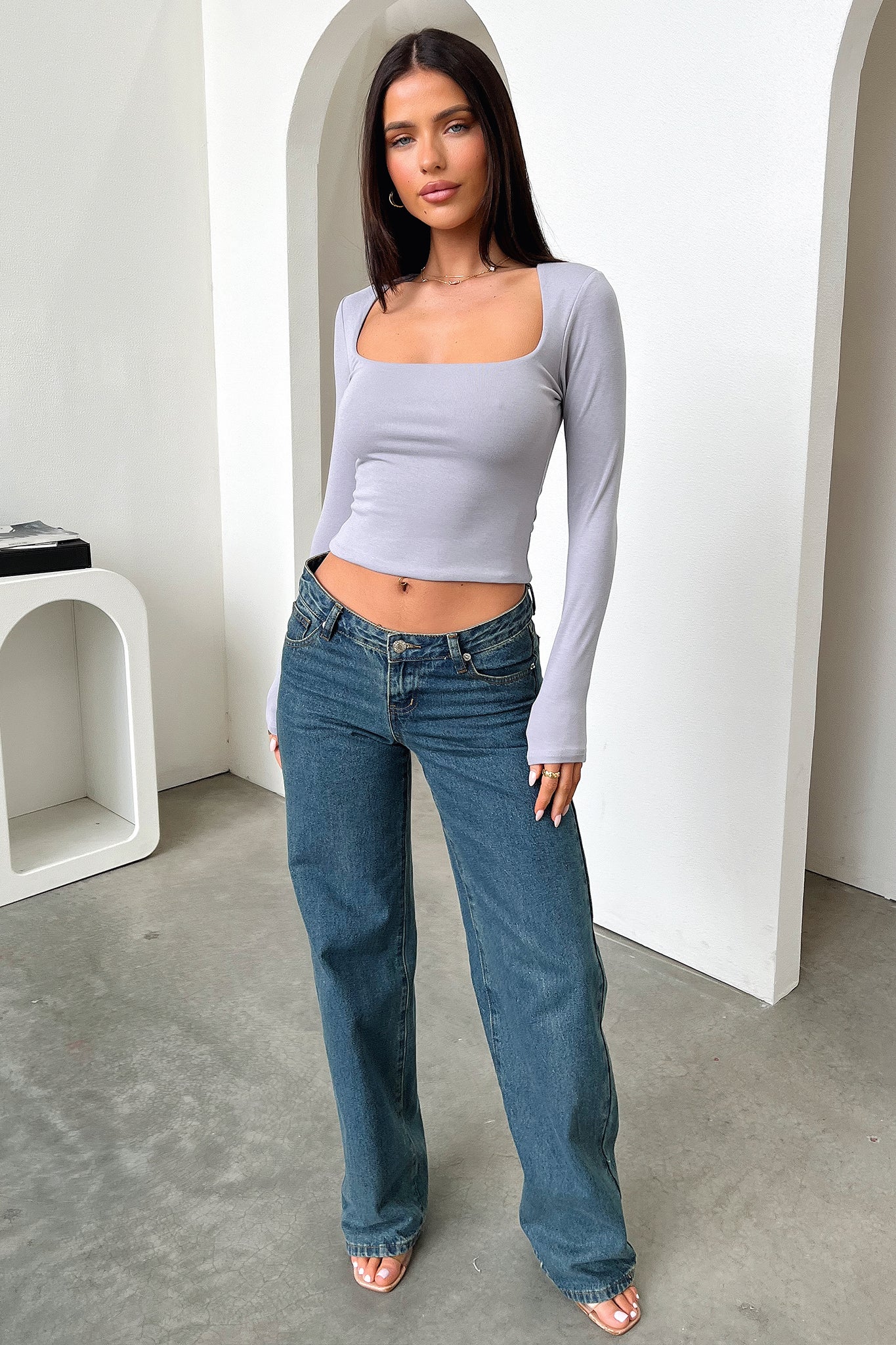 Stylish Andre Long Sleeve Top for Women - Soft Grey Casual Blouse | Perfect for Office Wear, Date Nights & Fall Layering
