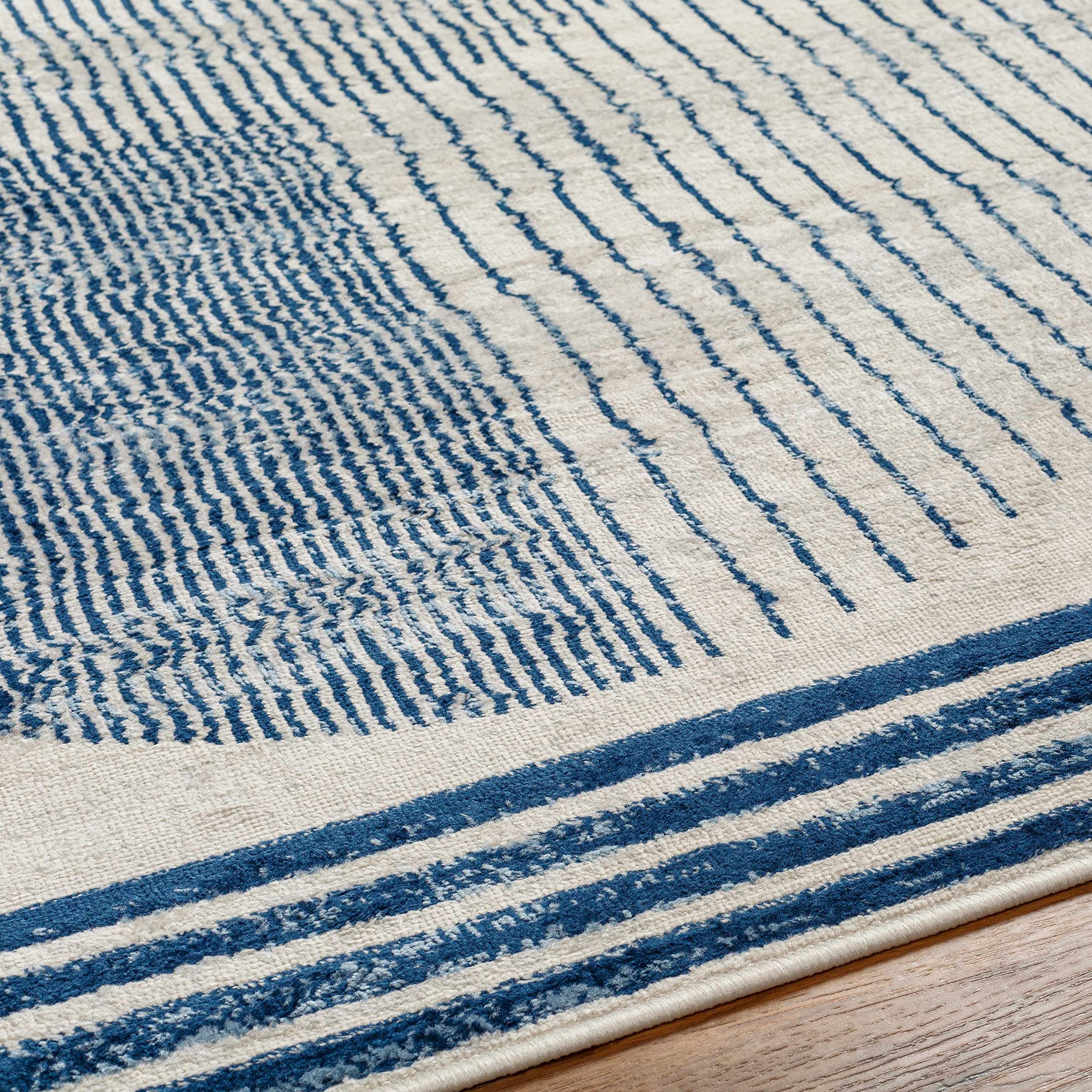 Hauteloom Usra Modern Area Rug 2' x 3' - Blue, Gray & Silver - Soft Non-Slip Living Room & Bedroom Rug for Home Decor - Perfect for Cozy Spaces, Dorm Rooms & Office