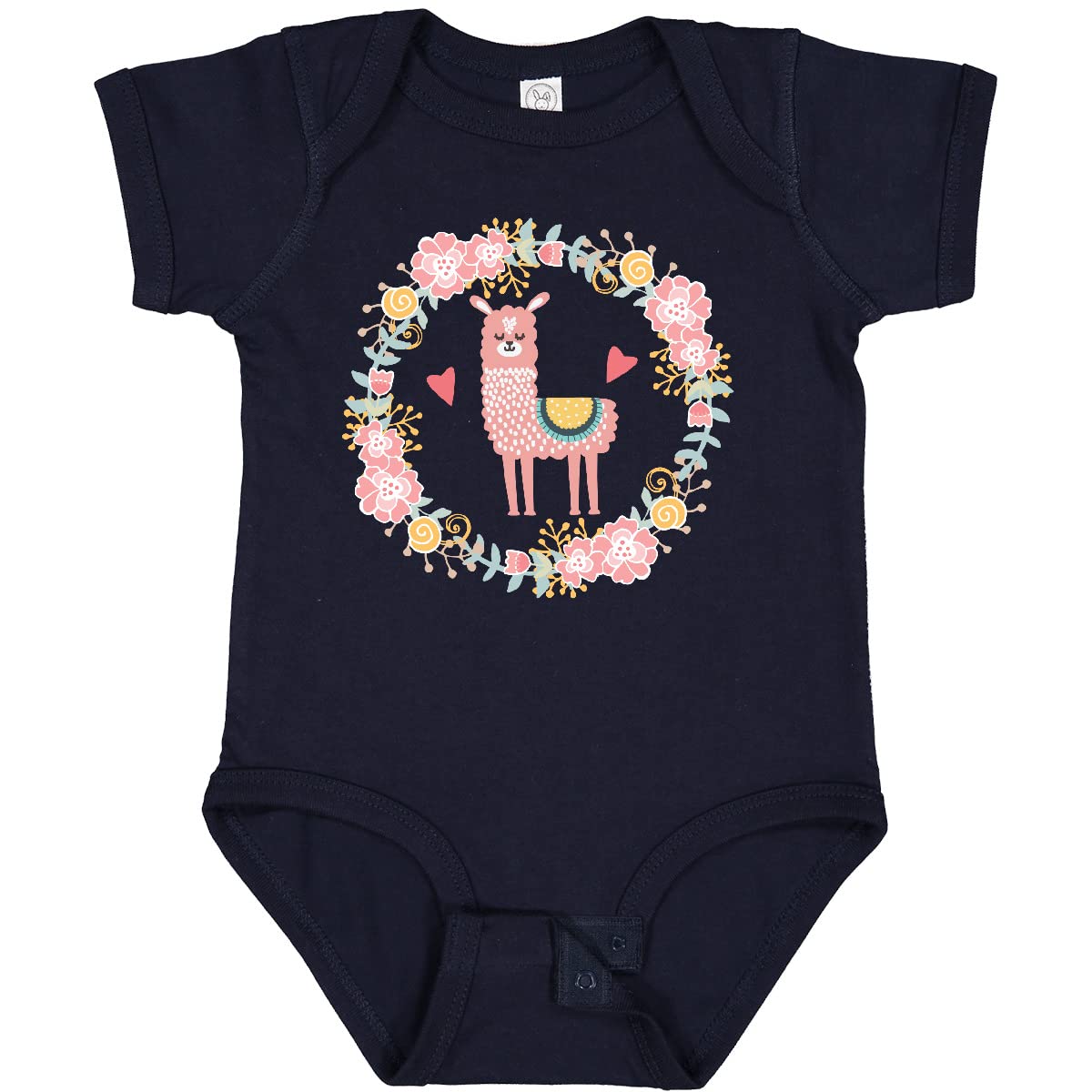 Inktastic Llama Rose Flower Wreath Baby Bodysuit - Cute Animal Print Onesie for Newborns & Infants - Perfect for Photo Shoots, Birth Announcements & Everyday Wear