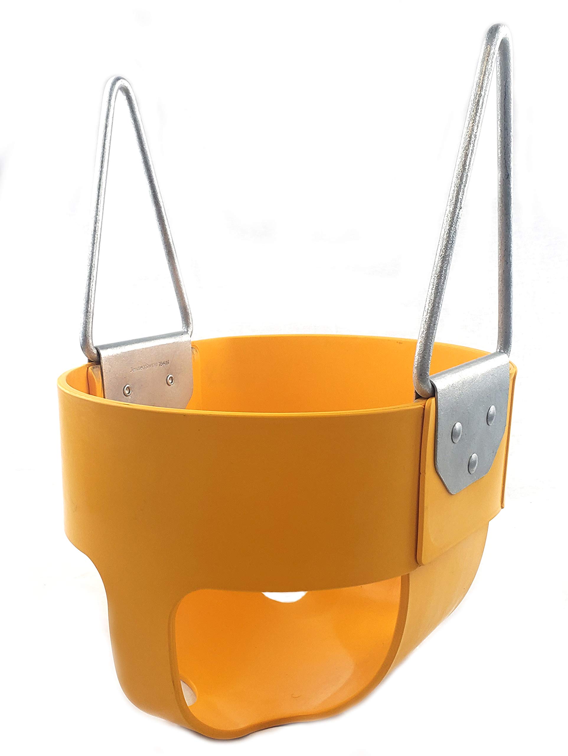 **Commercial-Grade Full Bucket Swing Seat for Infants – Durable Steel Core & Synthetic Rubber to Prevent Cracking & Oxidation – Heavy-Duty Galvanized Steel Triangles with Reinforced Plates (Yellow) – Perfect for Playgrounds, Daycares, and Backyard Swings**