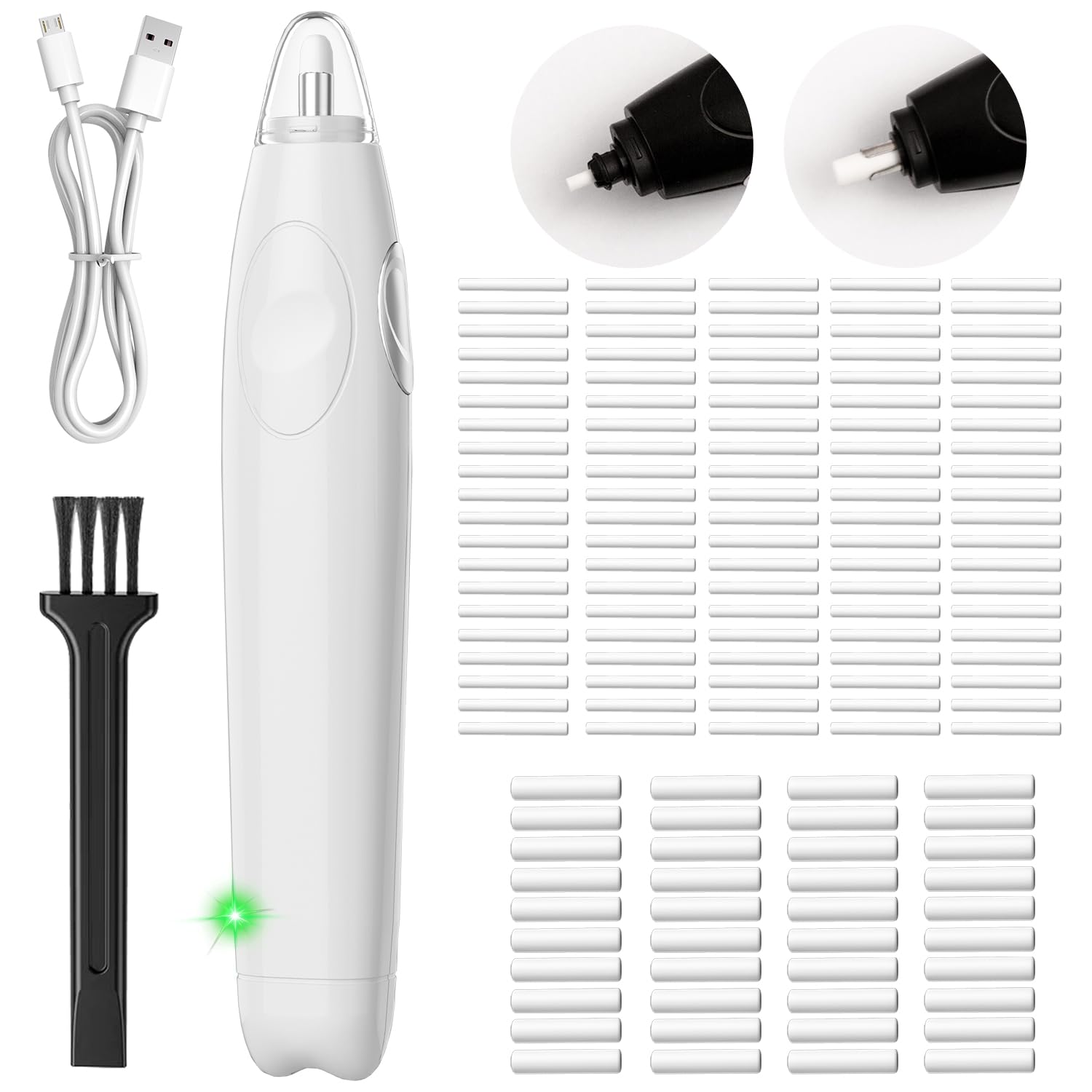 ZMOL Rechargeable Electric Eraser Kit for Artists - 140 Refills, Portable Battery-Operated Eraser for Precise Drawing, Sketching & Crafts (White) | Perfect for Art Projects, School Work & Professional Design