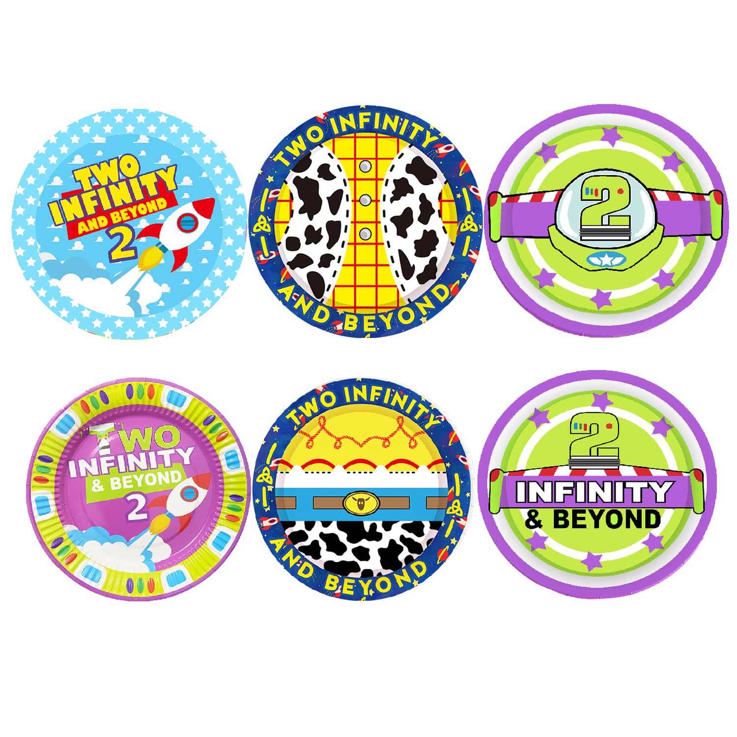 Beeloved 60-Piece Toy Story 2nd Birthday Party Paper Plates Set - 30pcs 9