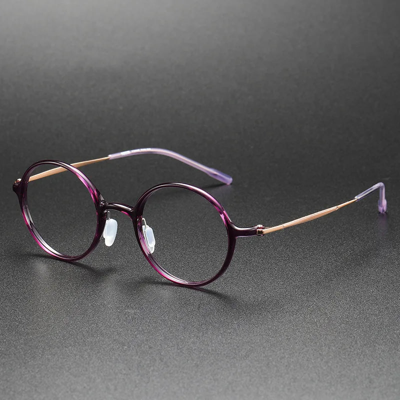 Aimee Unisex Full Rim Round Titanium Acetate Eyeglasses 8635 - Lightweight Durable Glasses for Men & Women - Perfect for Reading, Work, and Everyday Wear