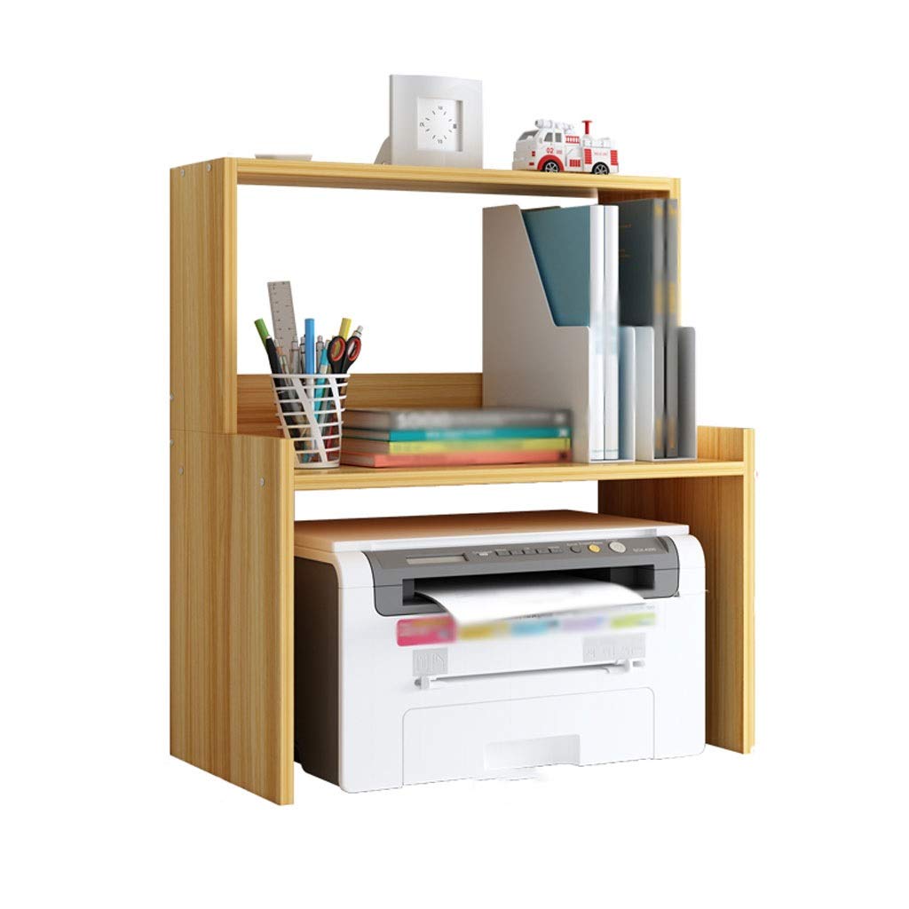 2-Tier Printer Stand with Storage Shelf - 47x25x53cm Black/Beige Desktop Organizer for Office Fax Machine, Scanner & Home Bookshelf - Perfect for Workspace & Home Office Organization