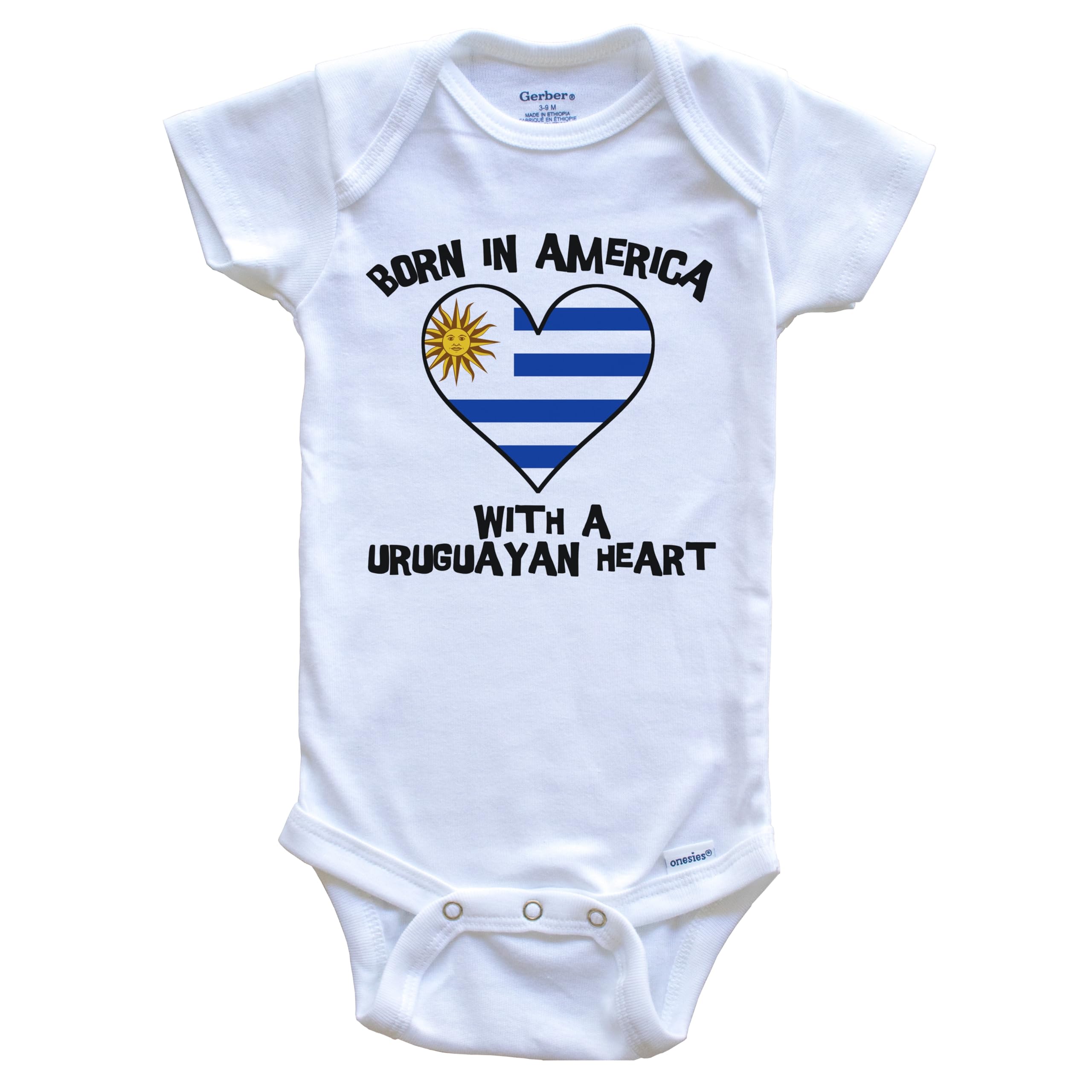 Uruguay Flag Baby Bodysuit - Born in America with Uruguayan Heart - Soft Cotton Infant Onesie for Boys & Girls | Perfect for Cultural Celebrations, Family Photos & National Pride Outfits