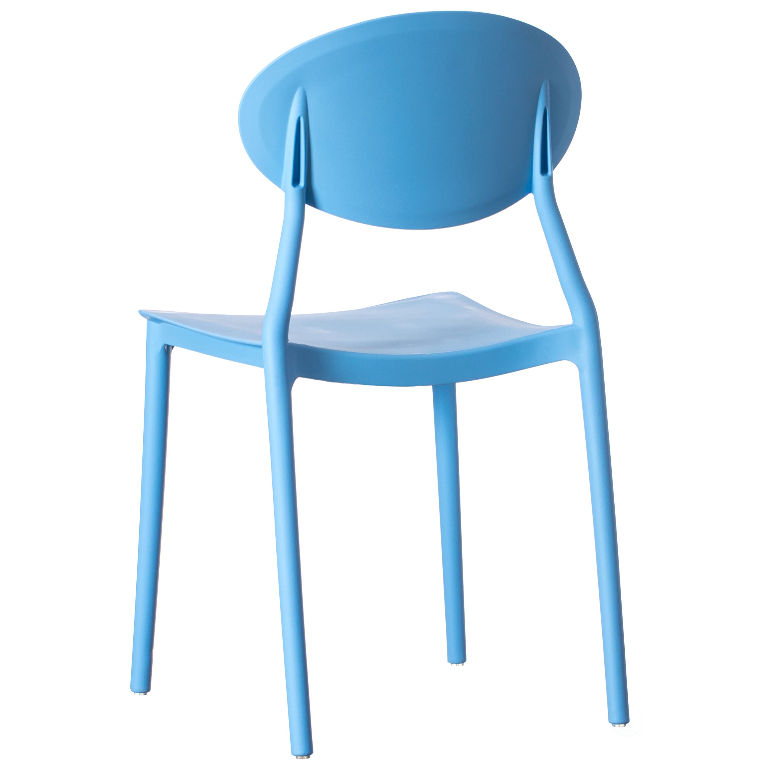 Fabulaxe Modern Plastic Outdoor Dining Chairs - Set of 4 Blue Patio Chairs with Open Oval Back Design for Garden, Poolside, and Backyard Dining