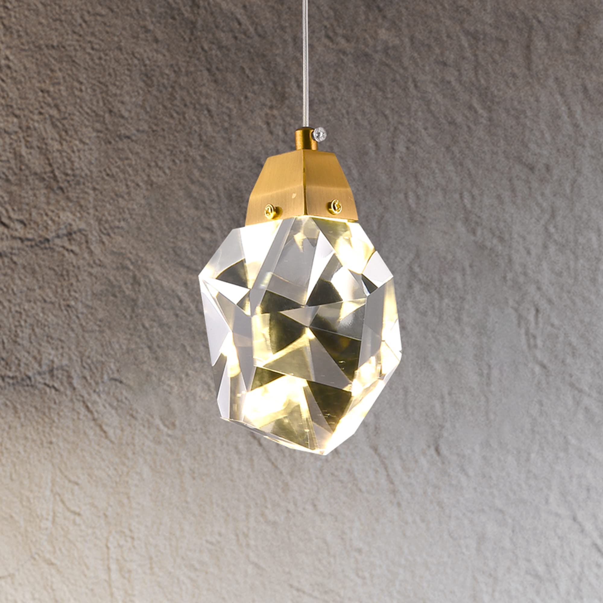 Modern Brass Dimmable Crystal Pendant Light - 4.72
