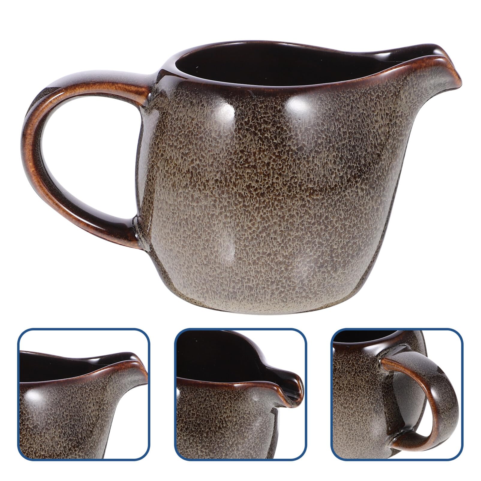 Kichvoe Mini Ceramic Creamer with Handle - Small Coffee & Milk Pitcher, Sauce & Salad Dressing Container - Perfect for Coffee Shops, Restaurants & Home Use - Grey