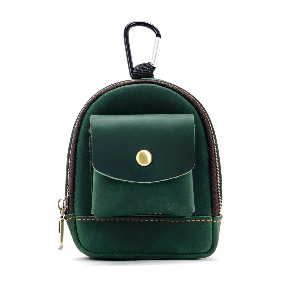 Genuine Leather Coin Purse for Men & Women - Soft Mini Wallet with Hook & 2 Pockets - Small Change Pouch Holder (Green) | Perfect for Travel, Shopping & Everyday Cash Organization
