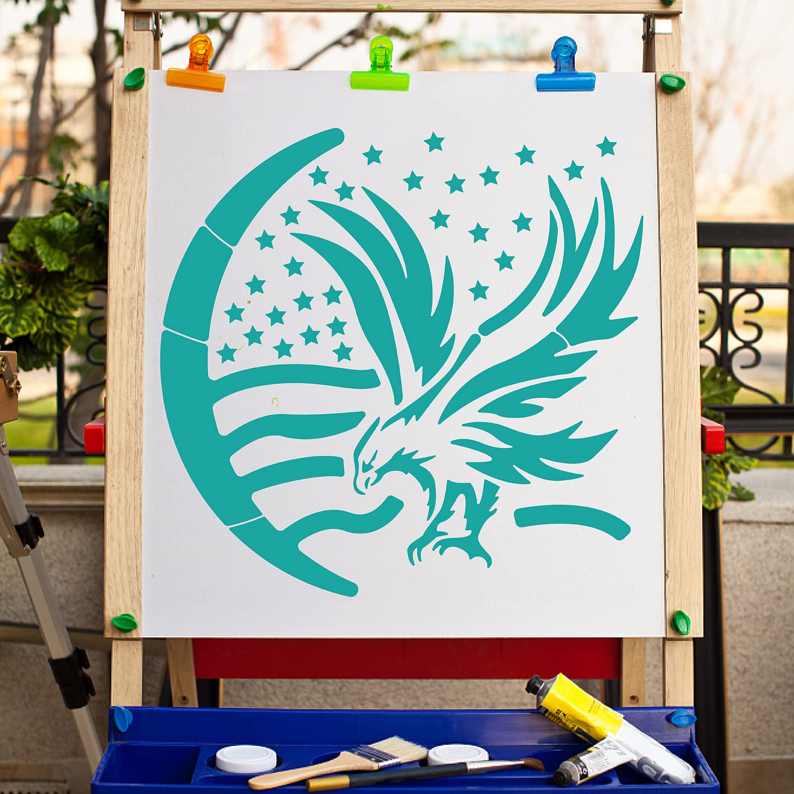 GORGECRAFT Large Eagle Stencils 12x12 Inch - Reusable 4th of July Stencil Template for Painting on Wood, Wall, Scrapbook, Card, Floor & Tile - Patriotic DIY Decor for Home, Crafts & Holiday Celebrations