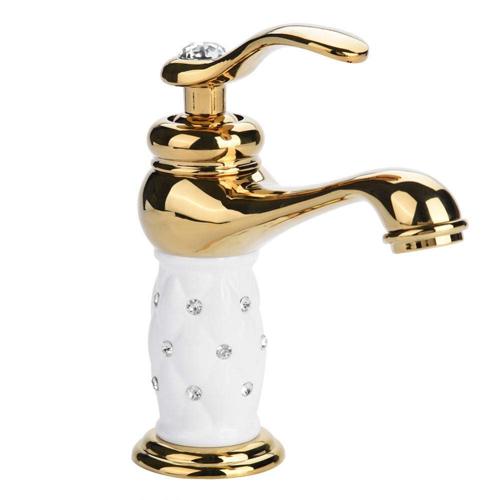 Premium Solid Brass Bathroom Faucet - Hot & Cold Water Mixer Tap with Elegant Ornaments for Basin Sink | Perfect for Hotel, Home, Bathroom & Kitchen Decor (Golden Finish) | Ideal for Modern Vanities & Luxury Bathroom Upgrades