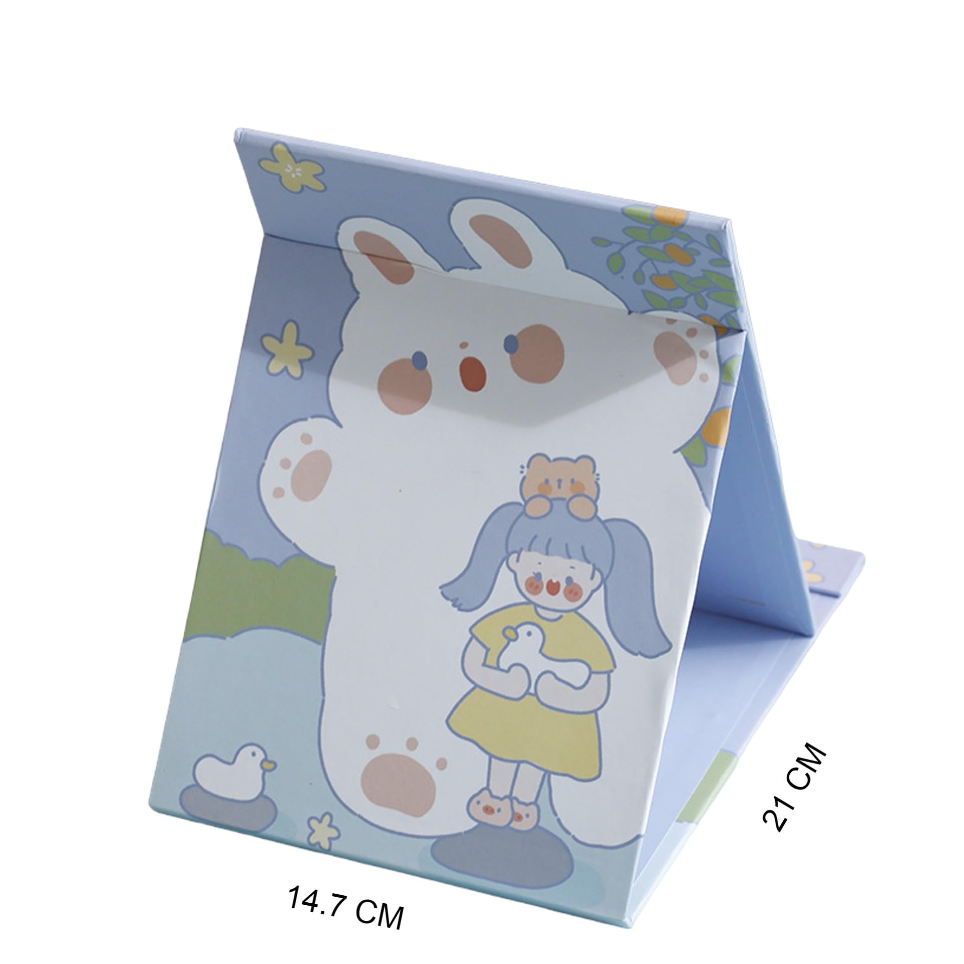 PLENARO Cute Cartoon Makeup Mirror - Portable Folding Vanity Mirror for Desktop, Travel & Home Use | Compact Dressing Mirror with Stand for Makeup Application, Skincare & Beauty Routine