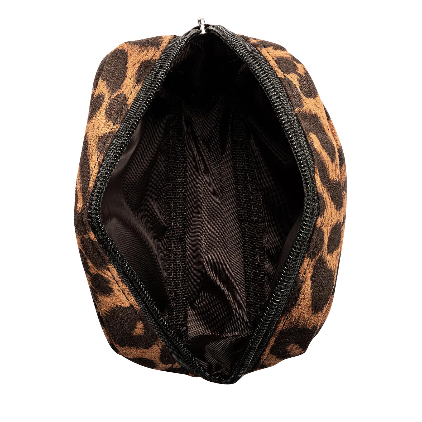 Leopard Print Makeup Bag with Zipper - Soft Travel Cosmetic Case & Toiletry Organizer for Women, Portable Makeup Pouch for Essentials - Perfect for Travel, Gym, and Daily Use (Brown)
