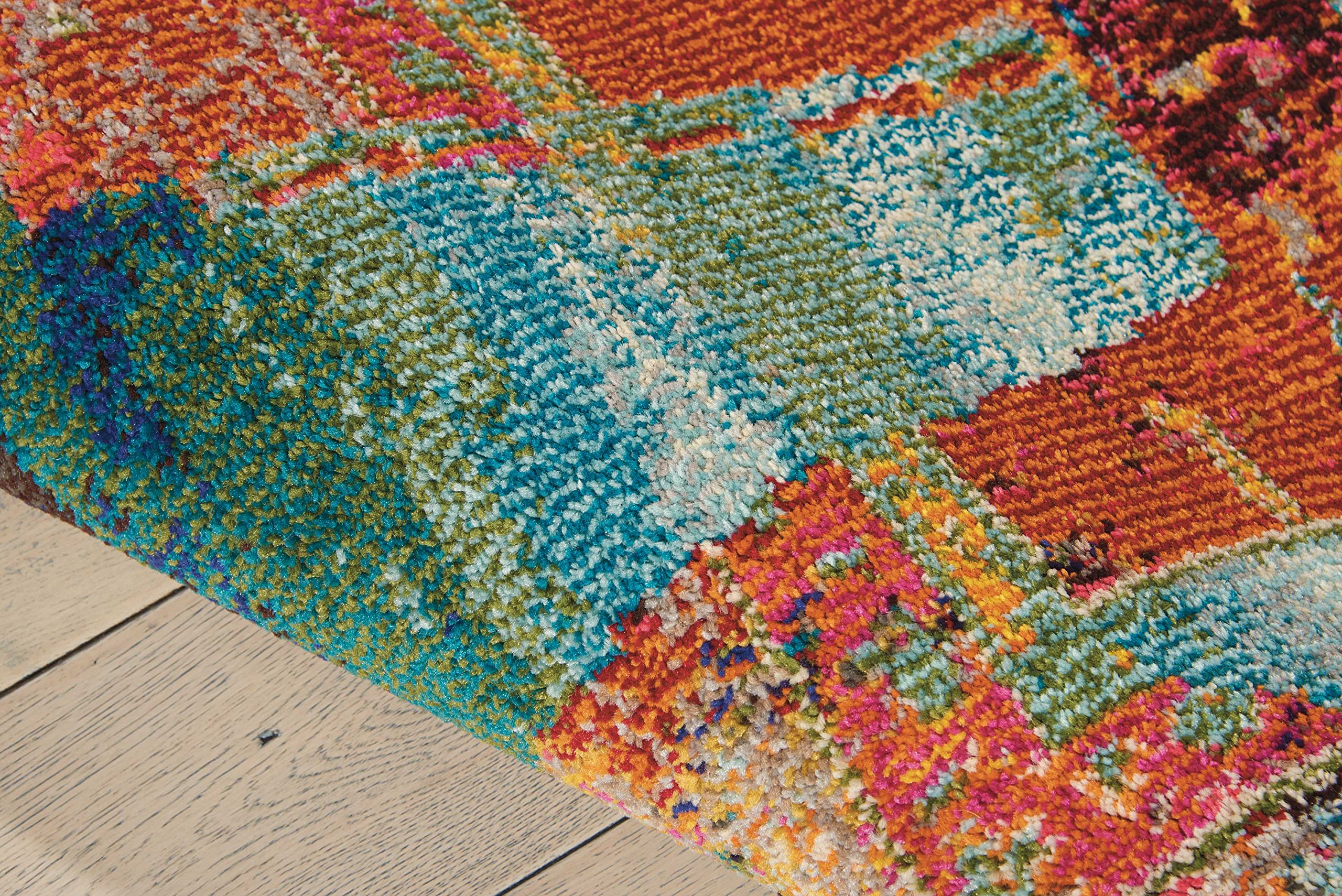 Nourison Celestial Orange Stained Glass 4' x 6' Area Rug - Contemporary Non-Shedding Easy-Clean Design for Bedroom, Living Room, Dining Room & Kitchen | Perfect for Modern Home Decor & High-Traffic Areas