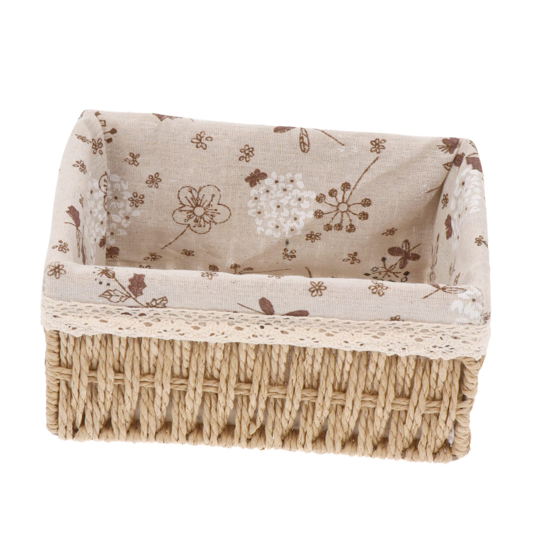 Homoyoyo Rattan Storage Basket - Woven Bread Basket, Wicker Storage for Vegetables, Serving Tray, Flatware Holder, Food & Sundries Organizer with Linen Liner - Perfect for Kitchen, Dining Table, Pantry & Home Decor