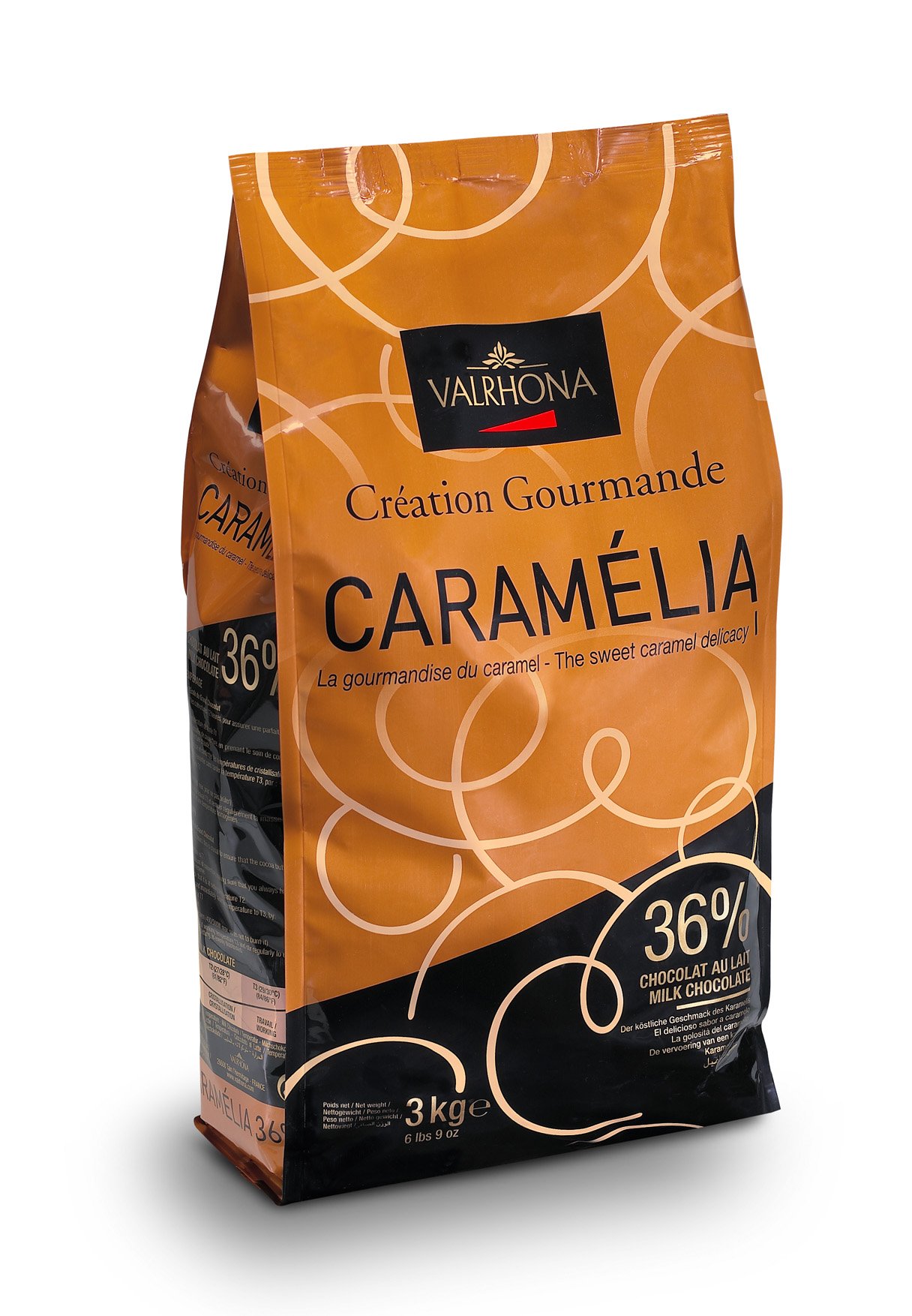 Valrhona Caramelia Milk Chocolate Pistoles 34% - 6.6 lb Bulk Bag for Baking, Desserts & Hot Chocolate - Premium Caramel Chocolate Chips for Professional Chefs & Home Bakers
